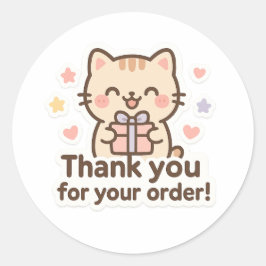 Cute Cat Thank You Sticker ラウンドシール