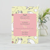 Cute Cat Themed Kids Birthday Party 招待状 (スタンド正面)