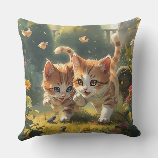 Cute Cat Throw Pillow クッション (裏面)