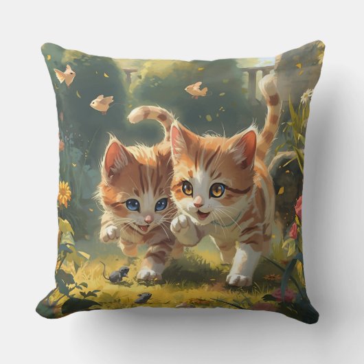 Cute Cat Throw Pillow クッション (正面)