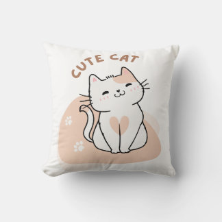 Cute Cat Throw Pillow – Kawaii Kitty Decorative Cu クッション