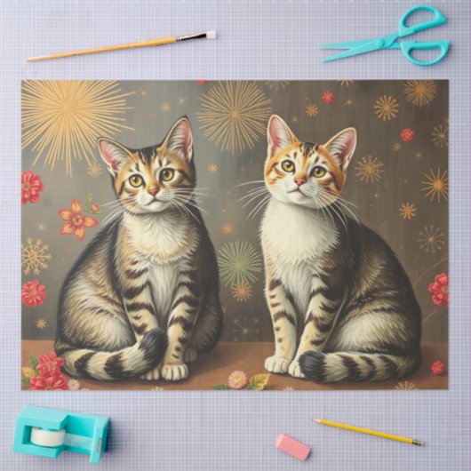 Cute Cat Tissue Paper 薄葉紙 (クラフト)