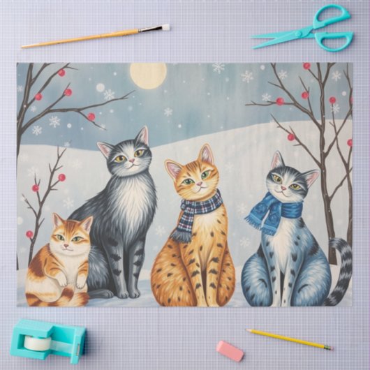 Cute Cat Tissue Paper 薄葉紙 (クラフト)