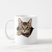 Cute cat torn the fabric cat tearing コーヒーマグカップ (左)