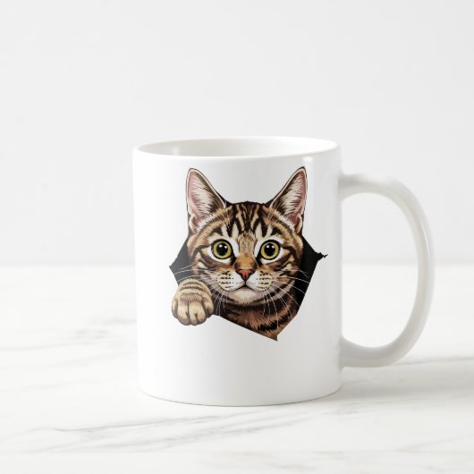 Cute cat torn the fabric cat tearing コーヒーマグカップ (右)