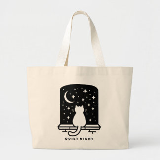 Cute Cat Tote Bag Kawaii Minimal Aesthetic Everyda ラージトートバッグ