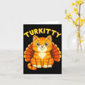 Cute Cat Turkey Funny Thanksgiving For Men Women K カード (黄色い花)