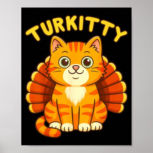 Cute Cat Turkey Funny Thanksgiving For Men Women K ポスター (正面)
