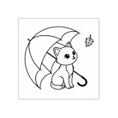 Cute Cat Umbrella Leaf ラバースタンプ (インプリント)