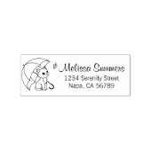 Cute Cat Umbrella Leaf Address Rubber Stamp ラバースタンプ (インプリント)