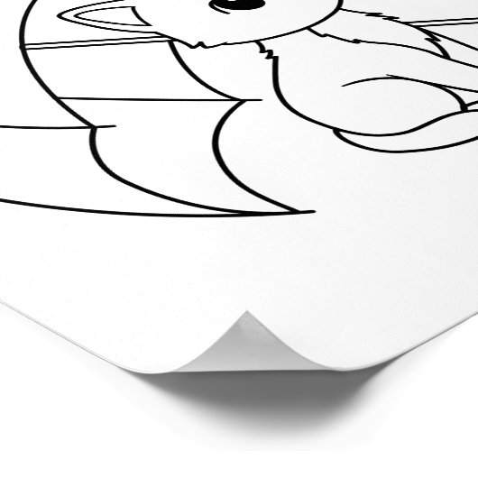 Cute Cat Umbrella Leaf Coloring Page ポスター (角)