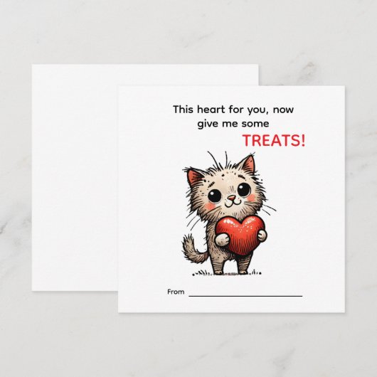 Cute Cat Valentine Card  (正面/裏面)