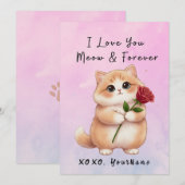 Cute Cat Valentine Card I Love You Meow & Forever シーズンカード (正面/裏面)
