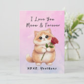Cute Cat Valentine Card I Love You Meow & Forever シーズンカード (スタンド正面)