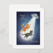 Cute Cat Valentine Card with UFO Romantic Theme シーズンカード (正面/裏面)
