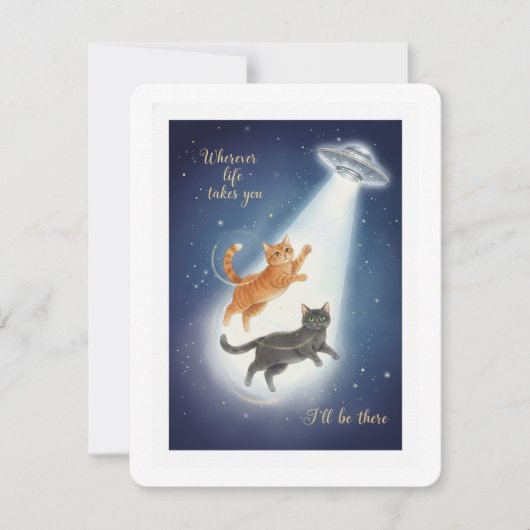 Cute Cat Valentine Card with UFO Romantic Theme シーズンカード (正面)