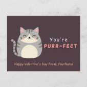 Cute Cat Valentine Pun Card – You’re Purr-fect シーズンポストカード (正面)