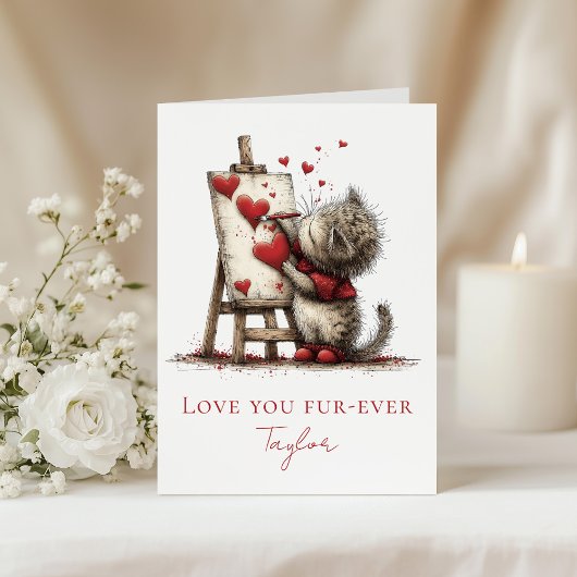 Cute Cat Valentine’s Day Card – Love You Fur-ever シーズンカード