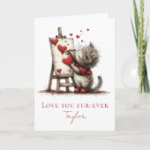 Cute Cat Valentine’s Day Card – Love You Fur-ever シーズンカード (正面)