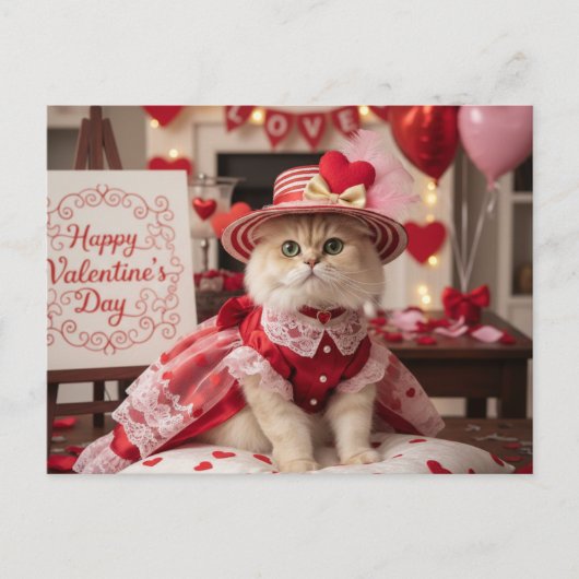 Cute Cat Valentine's Day Greeting  シーズンポストカード (正面)
