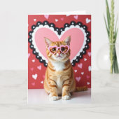 Cute Cat Valentines Heart Card カード (正面)