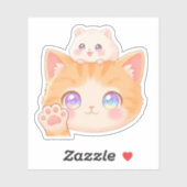 Cute Cat Waving Hello Sticker シール (シート)