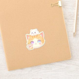 Cute Cat Waving Hello Sticker シール