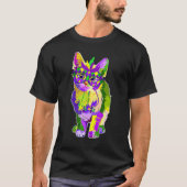 Cute Cat Wearing Carnival Mask Mardi Gras Cat Tシャツ (正面)