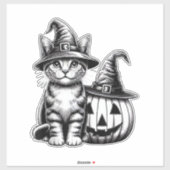 Cute Cat Witch Hat Pumpkin Halloween Cat Lover Boy シール (シート)