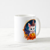 Cute Cat Witch Pumpkin コーヒーマグカップ (正面右)
