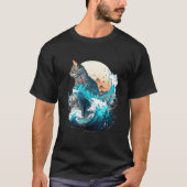 Cute Cat with a ocaen wave Illustration 1 Tシャツ (正面)
