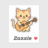 Cute Cat With Acoustic シール (シート)