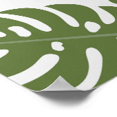 Cute Cat With Bow Monstera Leaves ポスター (角)