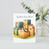 Cute Cat with Boxesファミリー引っ越しました発表 ポストカード (スタンド正面)