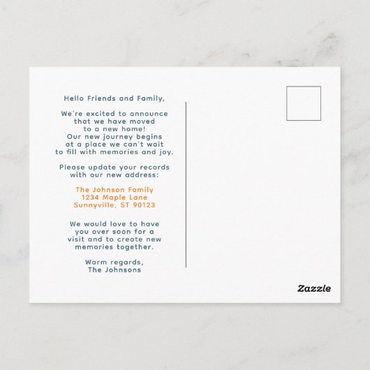 Cute Cat with Boxesファミリー引っ越しました発表 ポストカード (裏面)