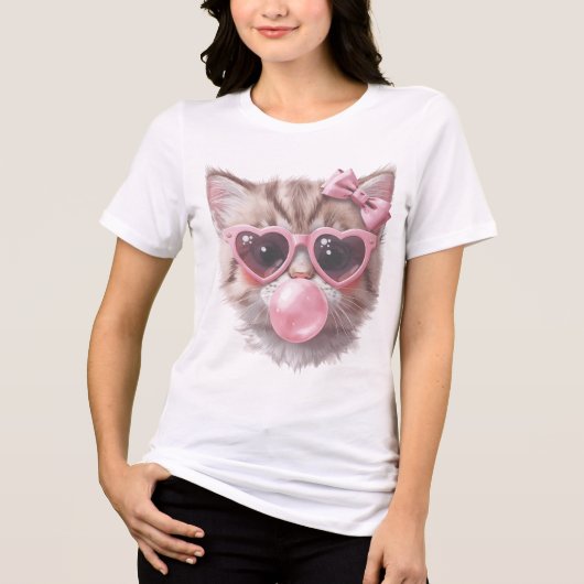 Cute Cat with Bubble Gum Tee トライブレンドＴシャツ (正面)