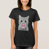 Cute cat with chewing gum bubble  cat chewing gum  tシャツ (正面)