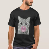 Cute cat with chewing gum bubble  cat chewing gum  tシャツ (正面)