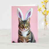 Cute Cat With Ears Portrait Card カード (黄色い花)