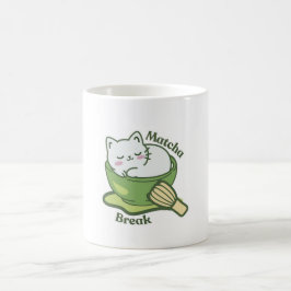  Cute cat with matcha drink コーヒーマグカップ