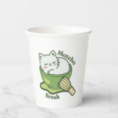  Cute cat with matcha drink 紙コップ (正面)