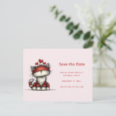 Cute Cat with Red Love Hearts 案内ポストカード (スタンド正面)