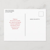 Cute Cat with Red Love Hearts Thank You ポストカード (裏面)