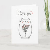 Cute Cat with Roses Valentine`s Day Card  カード (正面)