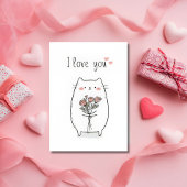 Cute Cat with Roses Valentine`s Day Card  カード