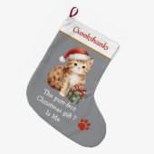 Cute Cat with Santa Hat Christmas Stocking – Funny ラージクリスマスストッキング (正面 (吊り時))