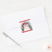 Cute Cat with Santa Hat Square Stickers スクエアシール (封筒)