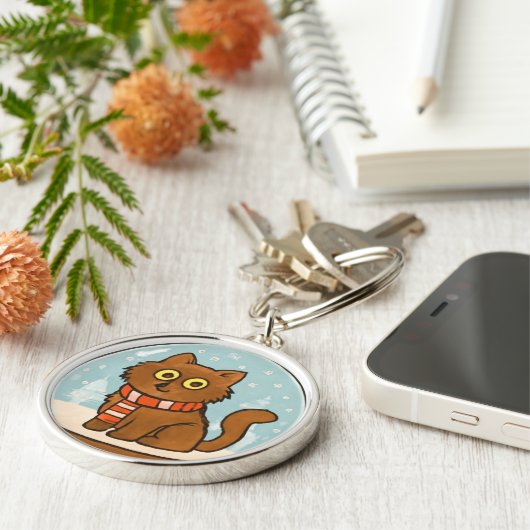 Cute Cat with Scarf Keychain キーホルダー (側面)