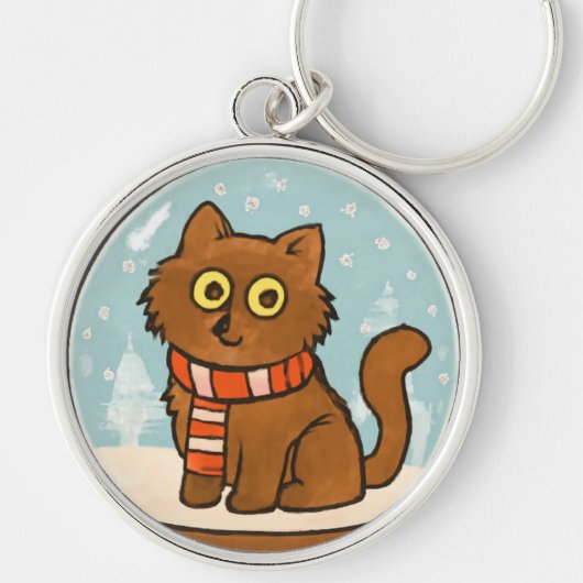 Cute Cat with Scarf Keychain キーホルダー (正面)