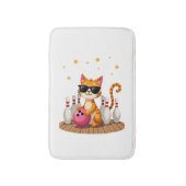 Cute Cat With Sunglasses Cat Playing Bowling For m バスマット (正面縦)